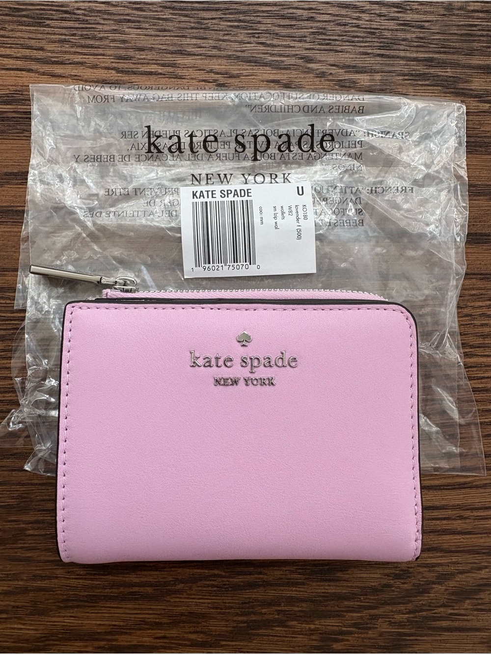 Kate Spade Leather Zip-Around Card Case Wallet in Lavender